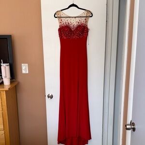 JVN Elegant Red Evening Gown